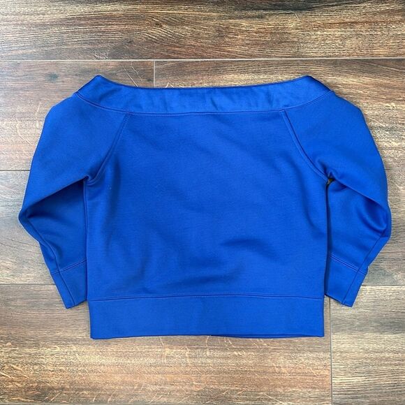 Tommy Hilfiger Jeans Size Small Cropped Off the Shoulder Top Blue Zip Up 90s Y2K - Picture 9 of 12